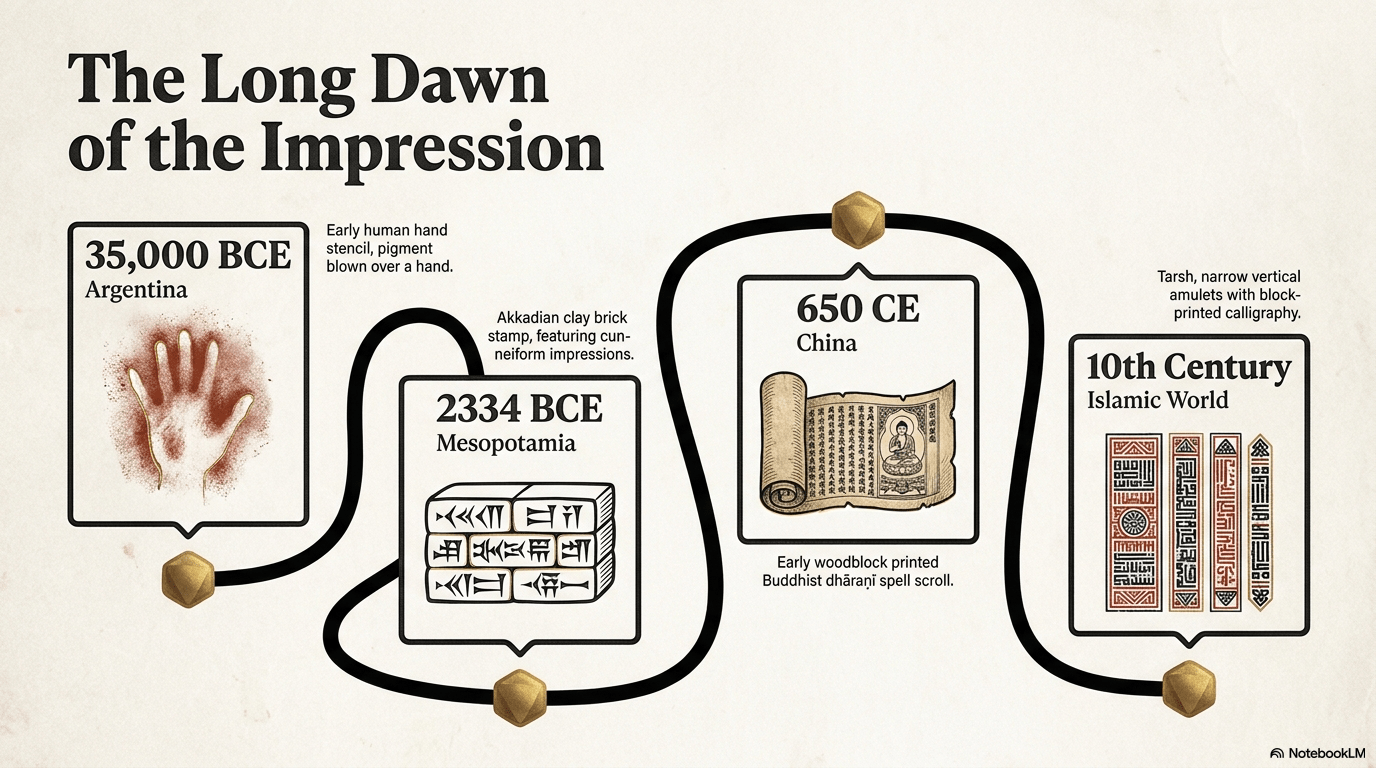 A playful comic-style illustration showing the evolution of printing from East to West, created by LifeArt School + Academy A playful comic-style illustration showing the evolution of printing from East to West, created by LifeArt School + Academy